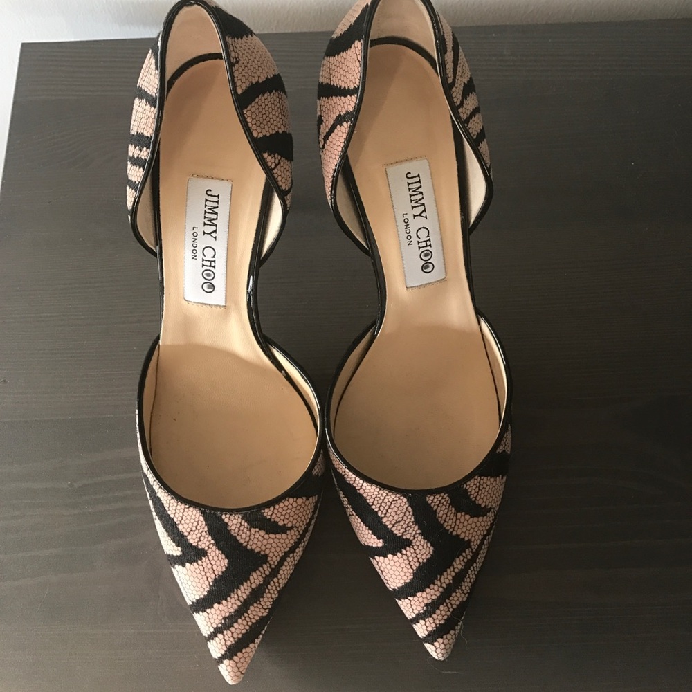 Authentic Jimmy Choo heels (Black & Pink stripe)